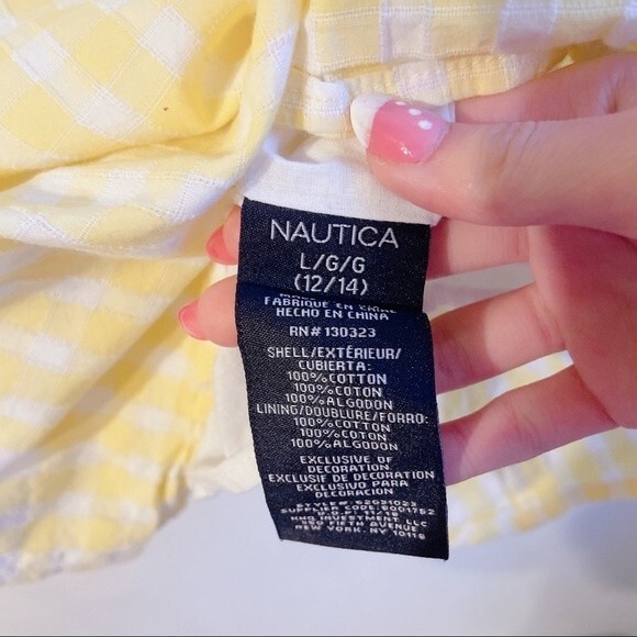 Nautica Kids Girls Yellow Plaid Summer Ruffle Strap and Bow Strap Dress - Picture 3 of 3